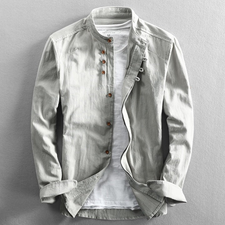 Mads | Chemise Japonaise pour Homme – Élégante Chemise Minimaliste avec Col Montant