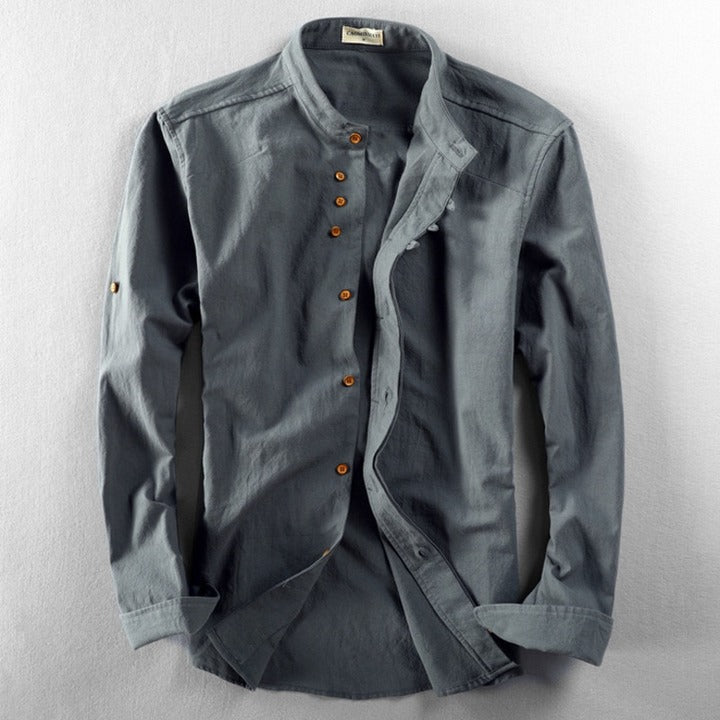Mads | Chemise Japonaise pour Homme – Élégante Chemise Minimaliste avec Col Montant