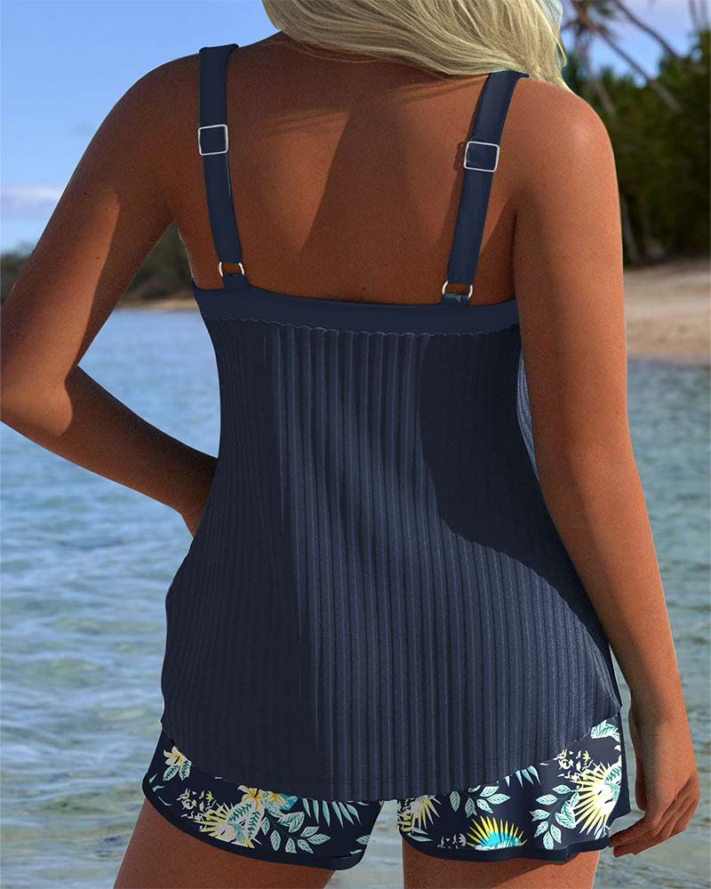 Sofia | Ensemble tankini – Tankini rayé élégant avec short deux pièces pour la plage