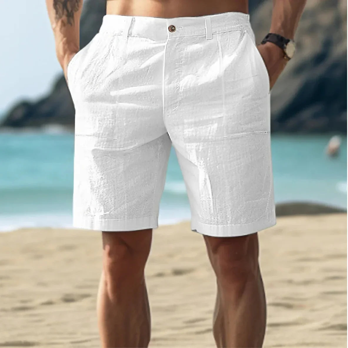 Style estival | Short en lin pour homme – Short décontracté confortable pour les soirées d'été