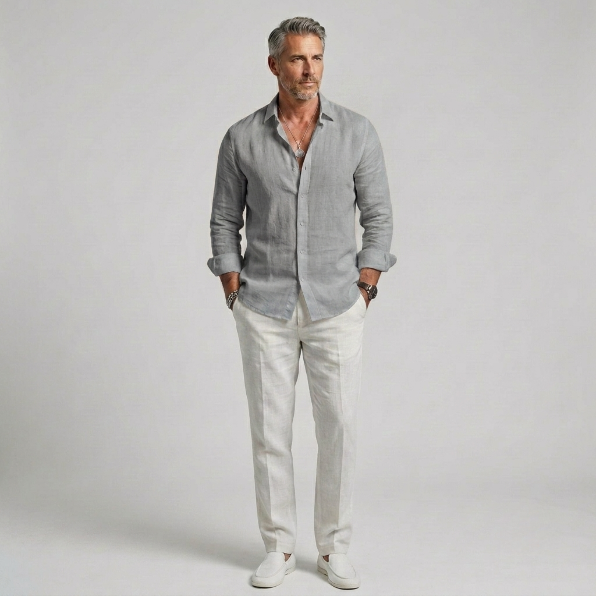 Robert | Chemise en Lin pour Homme – Chemise légère et respirante à manches longues pour un usage quotidien