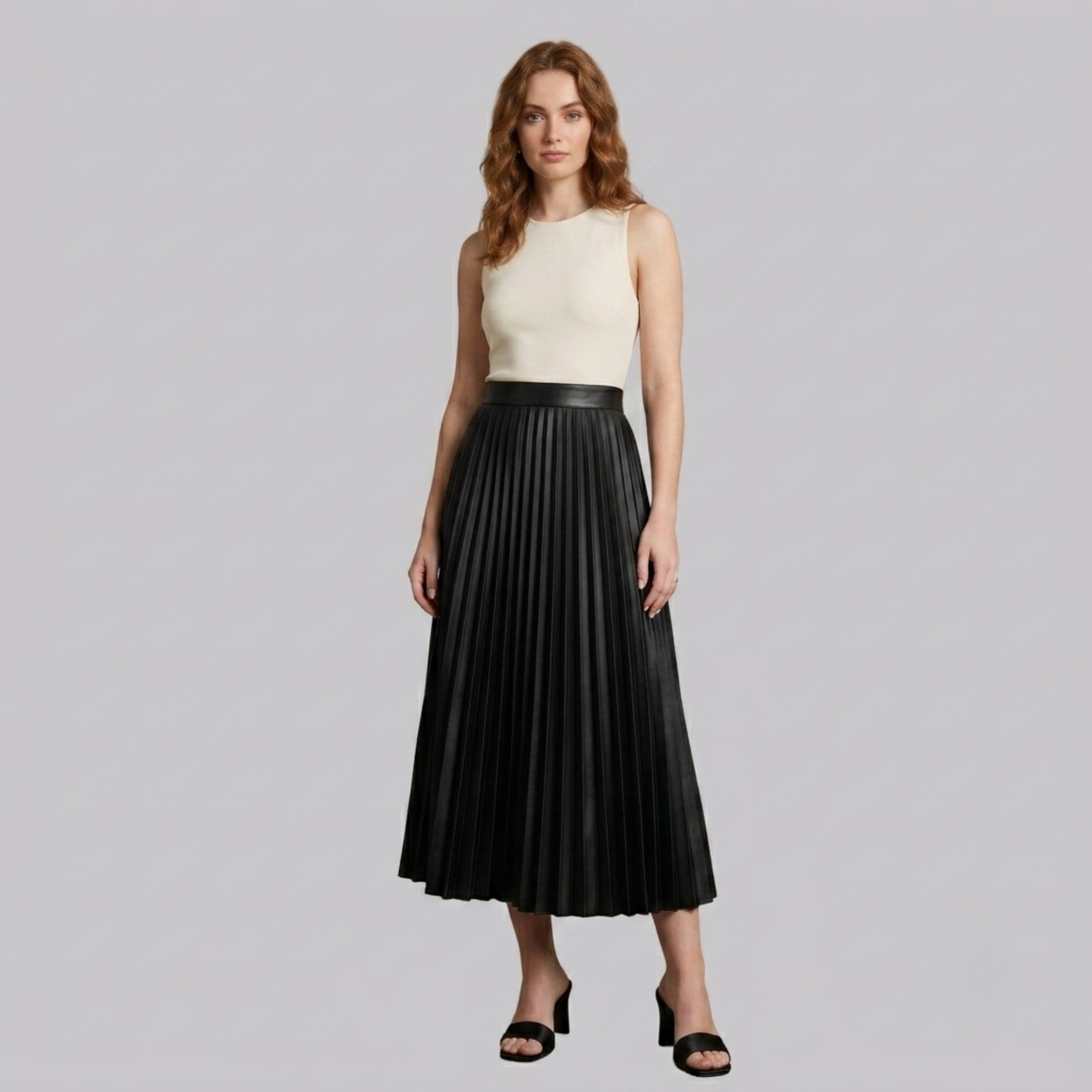 Justyna | Jupe Midi – Jupe en satin plissée élégante à taille haute pour le quotidien et les fêtes