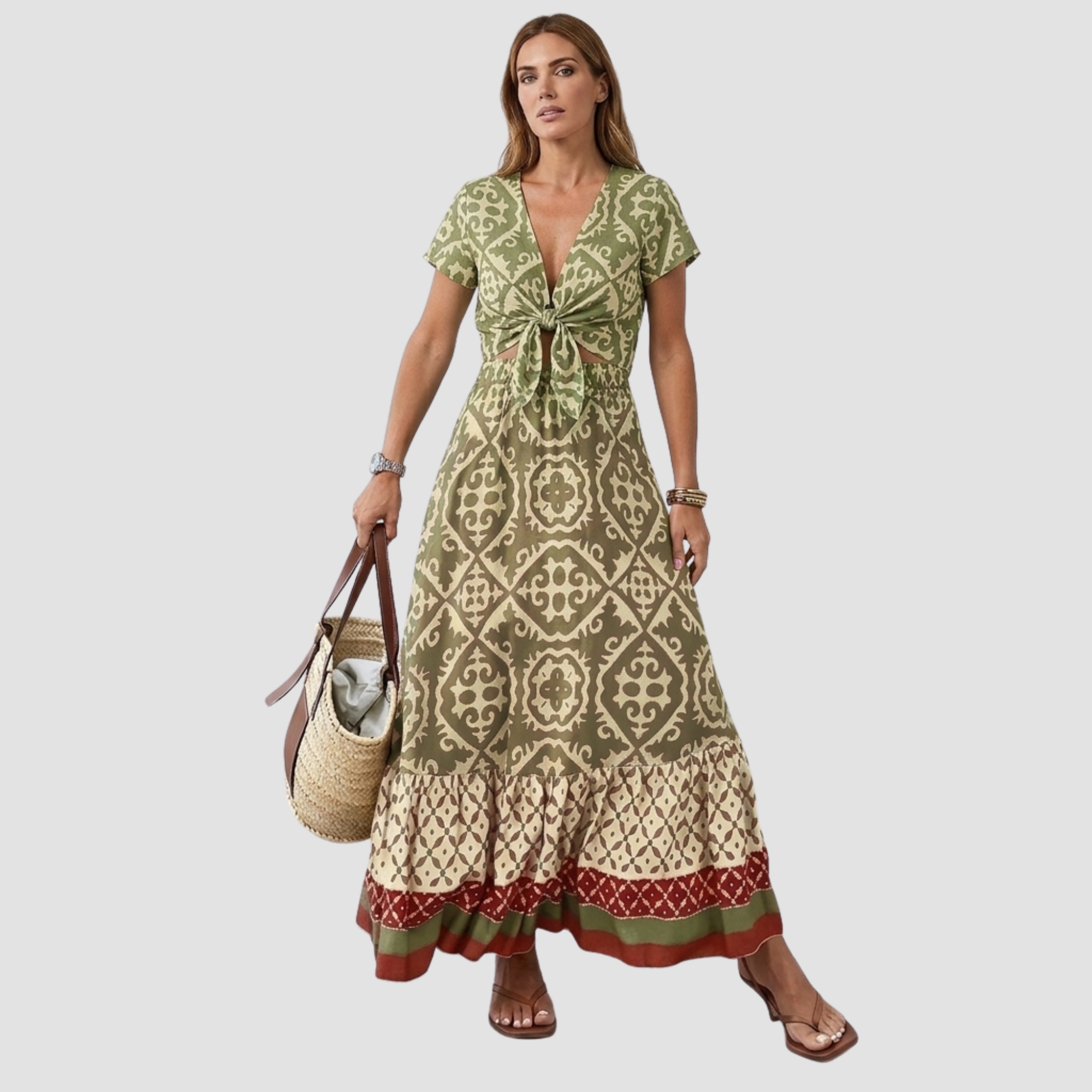 Maya | Jupe Maxi Bohème – Jupe d'été élégante à imprimé carreaux et volant