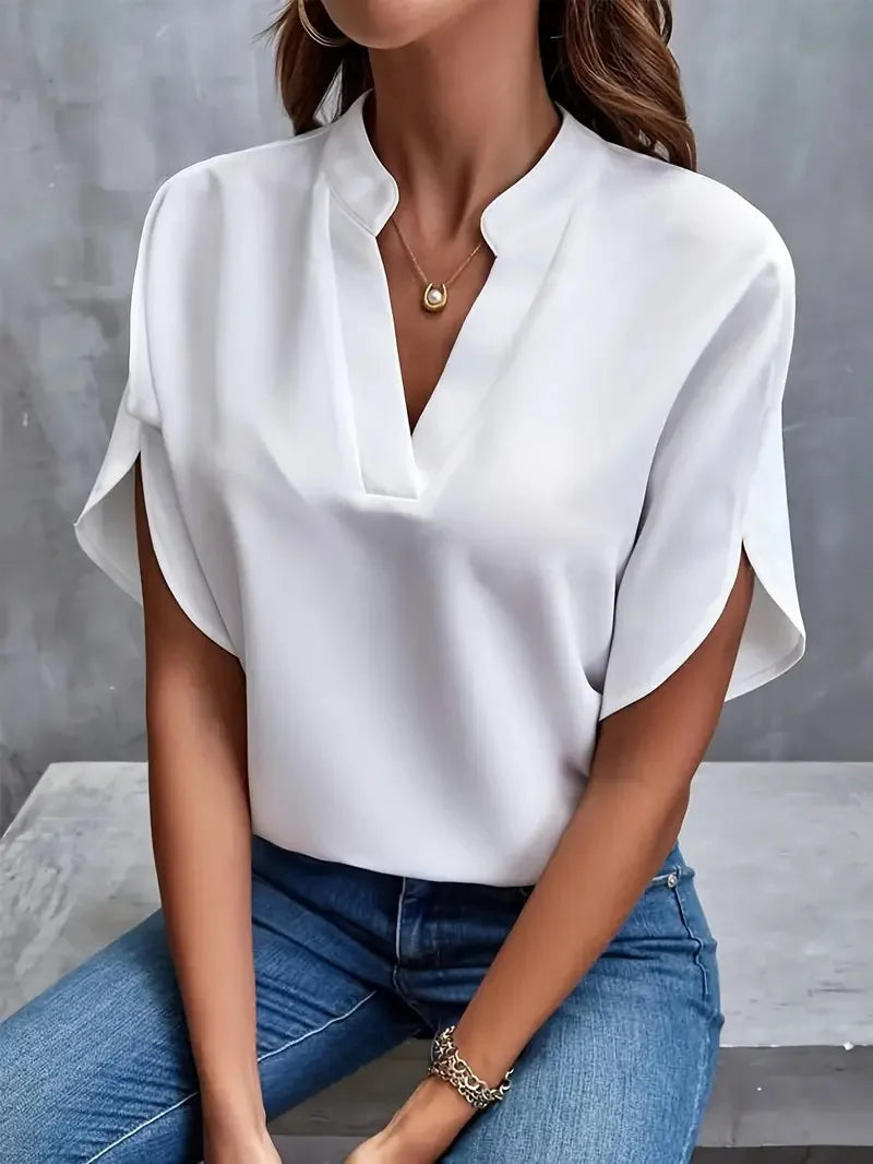 Annemie | Blouse à col en V – Blouse élégante à silhouette fluide pour toutes les occasions