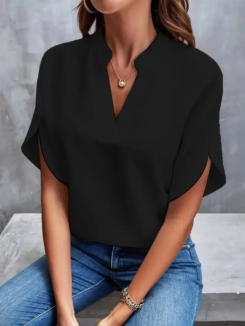 Annemie | Blouse à col en V – Blouse élégante à silhouette fluide pour toutes les occasions