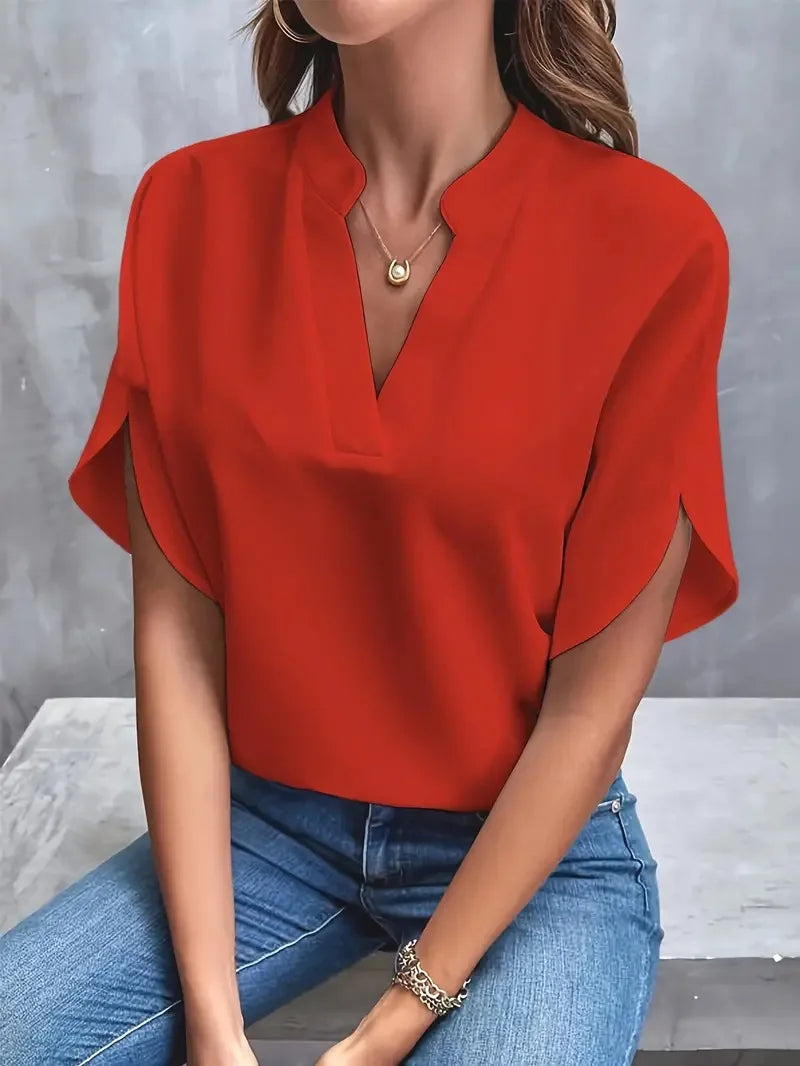 Annemie | Blouse à col en V – Blouse élégante à silhouette fluide pour toutes les occasions