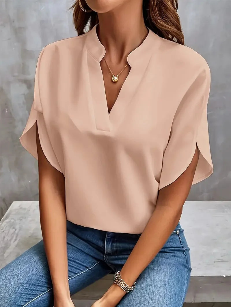 Annemie | Blouse à col en V – Blouse élégante à silhouette fluide pour toutes les occasions