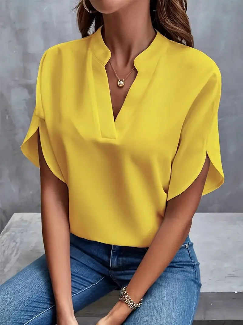 Annemie | Blouse à col en V – Blouse élégante à silhouette fluide pour toutes les occasions