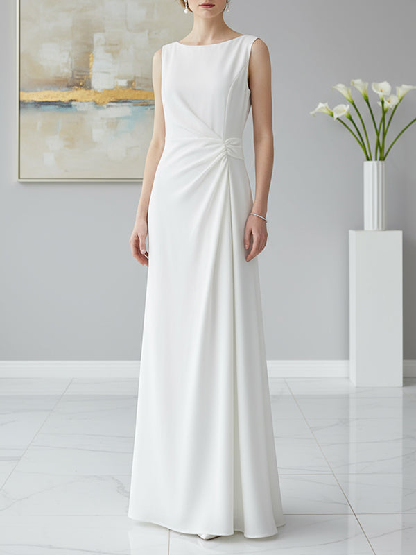 Brooklyn | Robe de mariée longue – Élégante robe blanche sans manches à taille torsadée