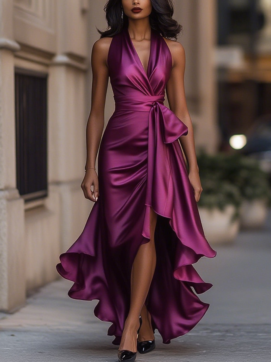 Callie | Robe de Soirée – Élégante Robe Longue Dos Nu avec Ourlet à Volants
