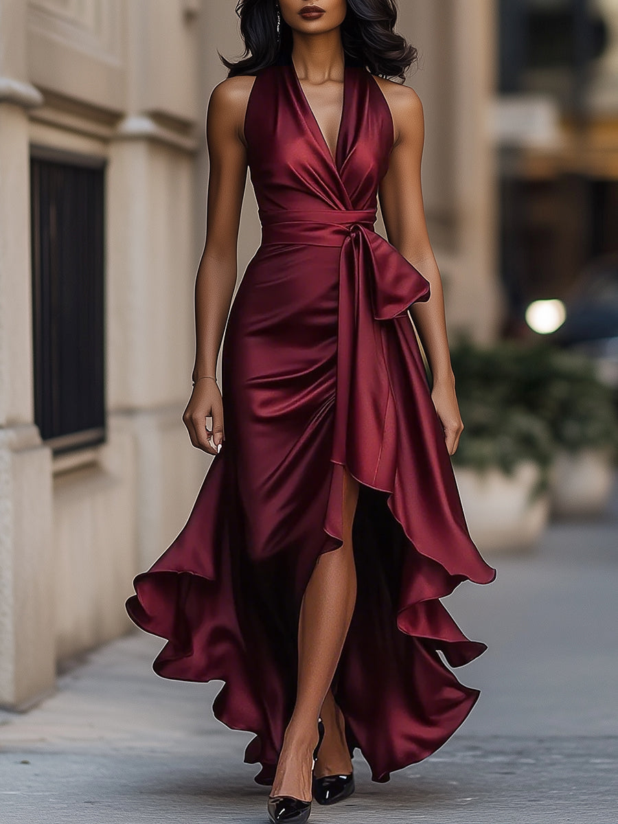 Callie | Robe de Soirée – Élégante Robe Longue Dos Nu avec Ourlet à Volants