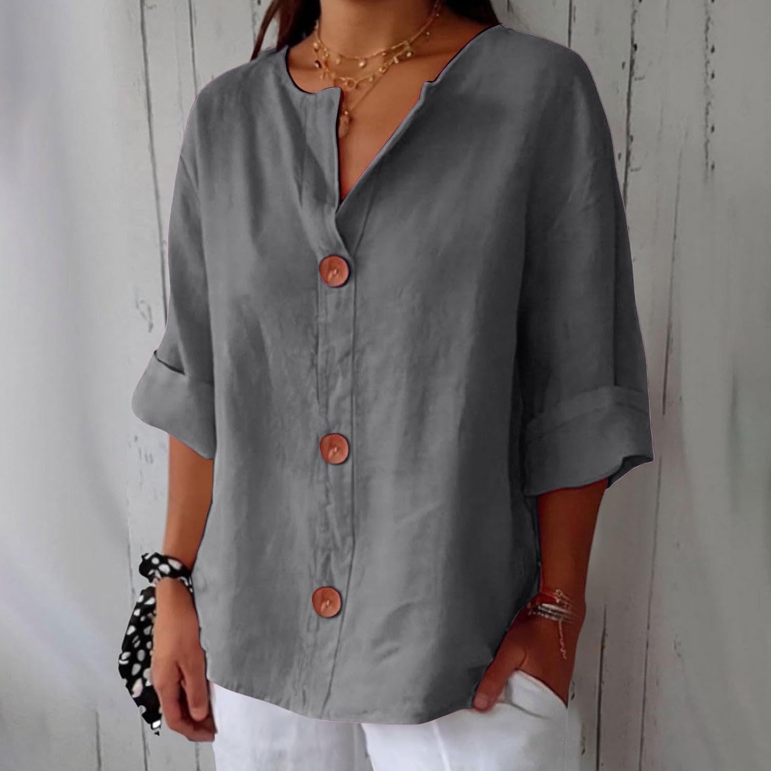 Clara | Blouse décontractée en lin – Blouse élégante pour le printemps et l'été en matière légère
