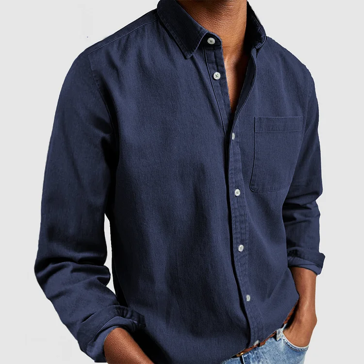 Finnois | Chemise Homme – Élégante Chemise Classique en Bleu Foncé pour Bureau et Loisirs