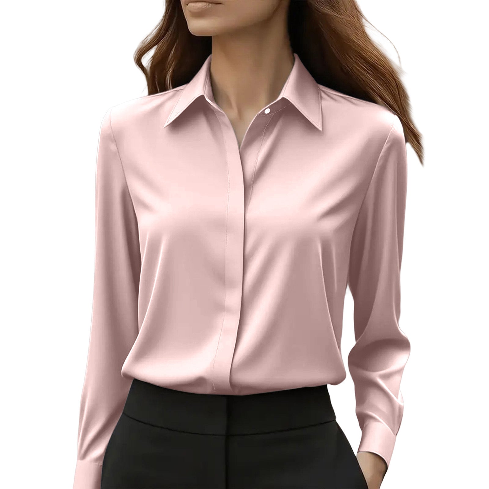 Gaby | Blouse en soie pour femme – Blouse élégante à col classique et boutons