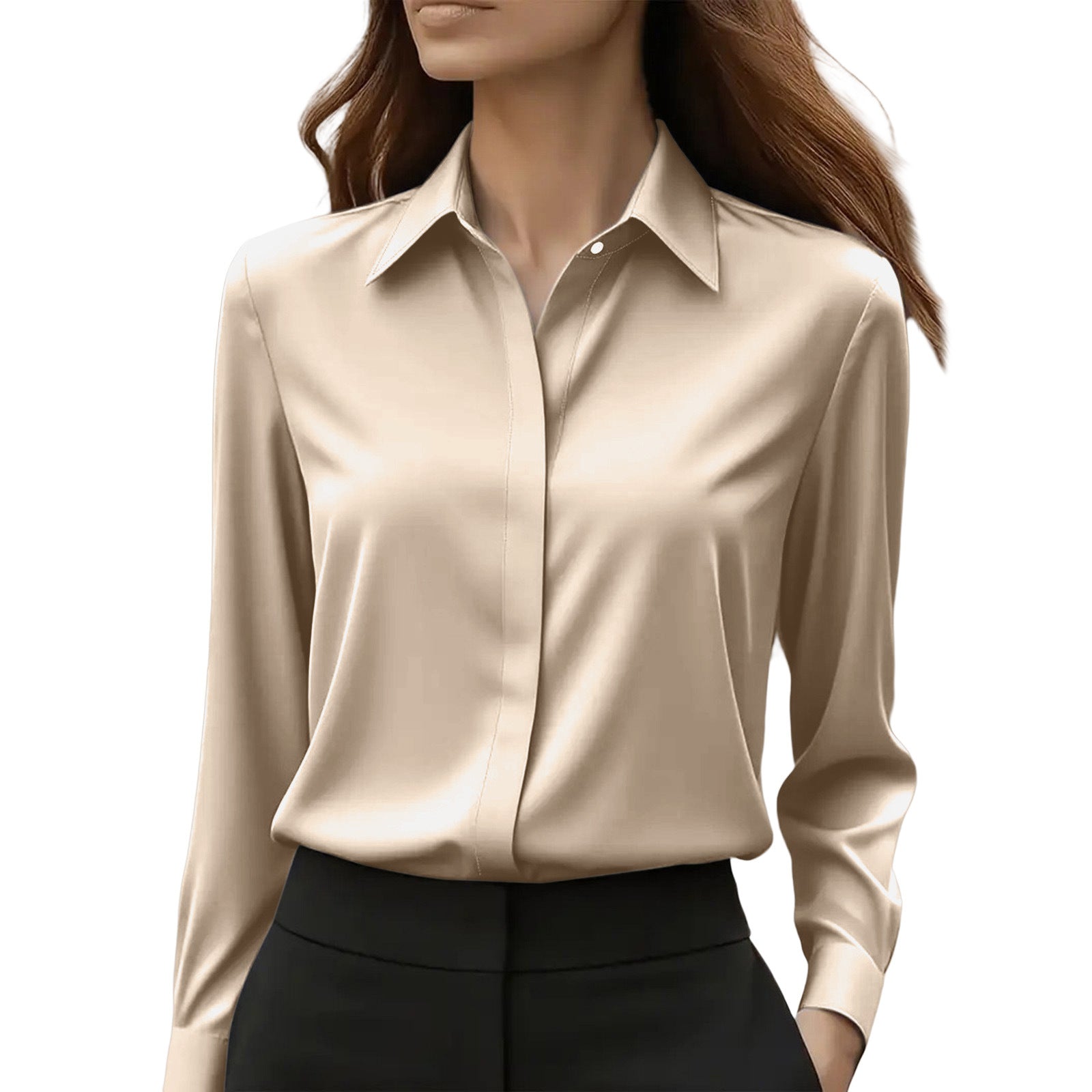 Gaby | Blouse en soie pour femme – Blouse élégante à col classique et boutons