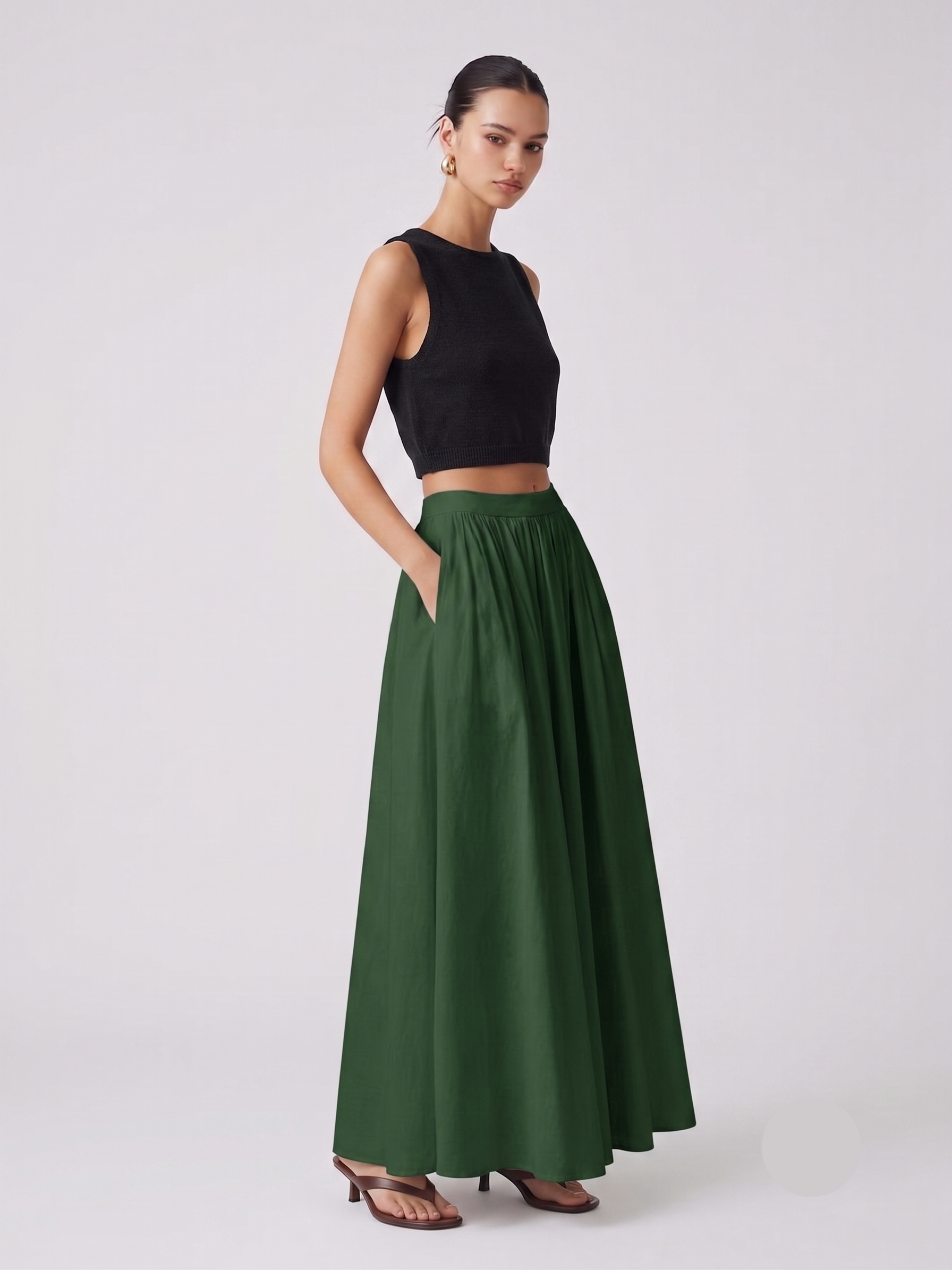 Nora | Jupe Maxi Plissée Taille Haute – Jupe élégante en lin pour le quotidien et les fêtes