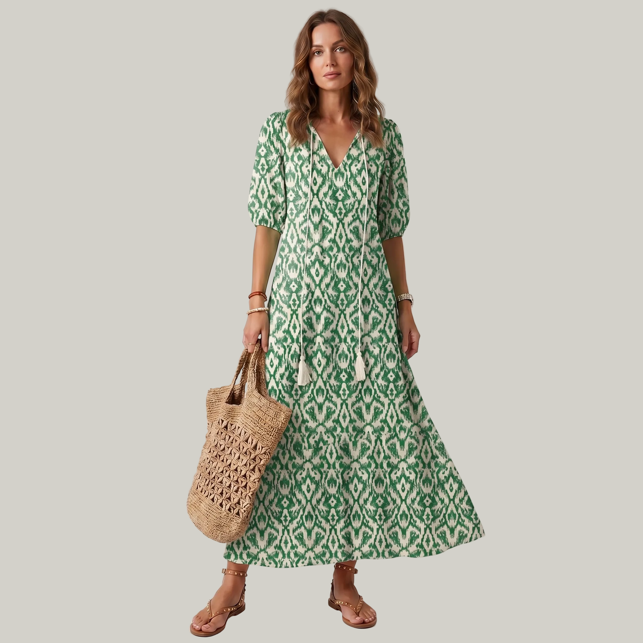 Savane | Robe Bohème Longue – Élégante Robe Fluide Idéale pour Été et Sorties