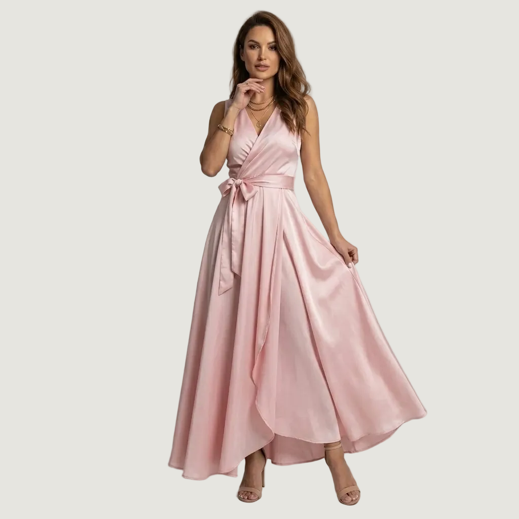 Hailey | Robe Longue Portefeuille – Élégante Robe de Mariage pour Invitées, Style Chic et Fluide