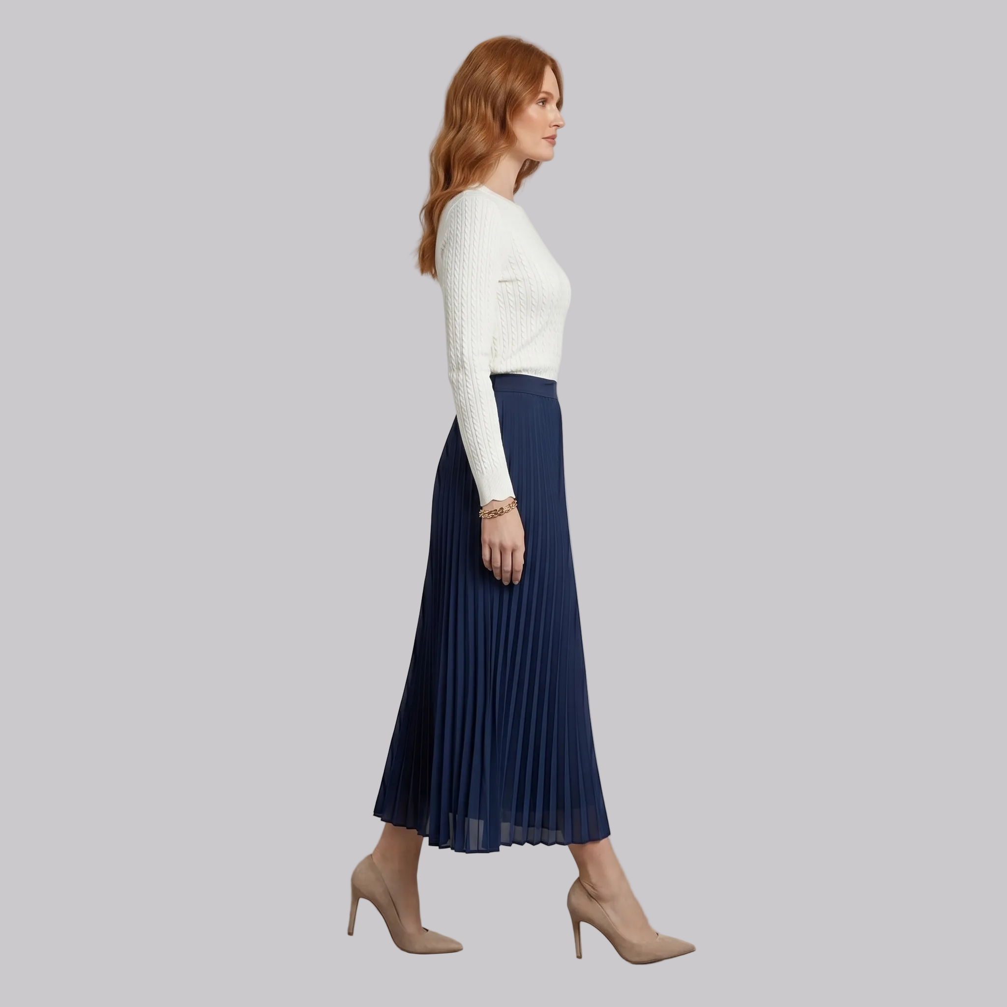 Justyna | Jupe Midi – Jupe en satin plissée élégante à taille haute pour le quotidien et les fêtes
