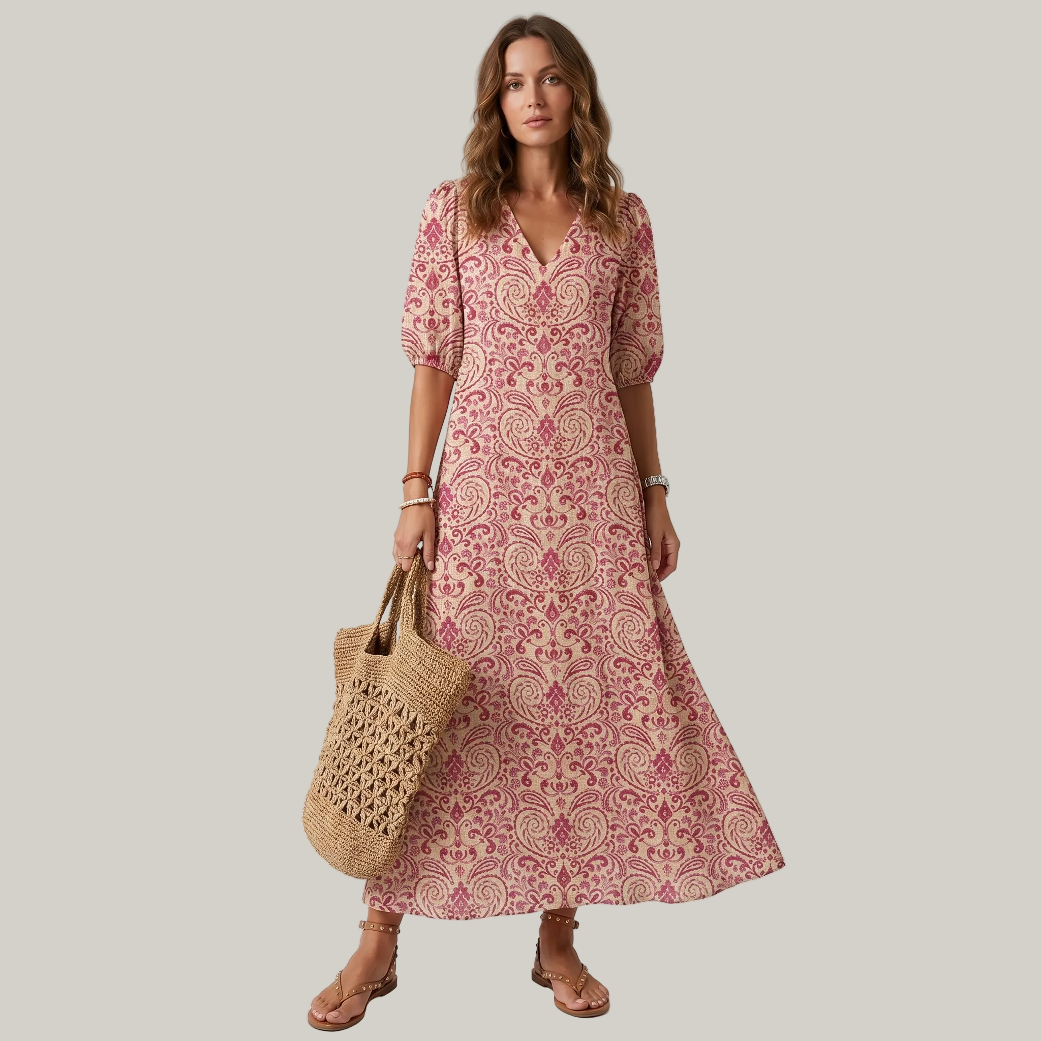 Savane | Robe Bohème Longue – Élégante Robe Fluide Idéale pour Été et Sorties
