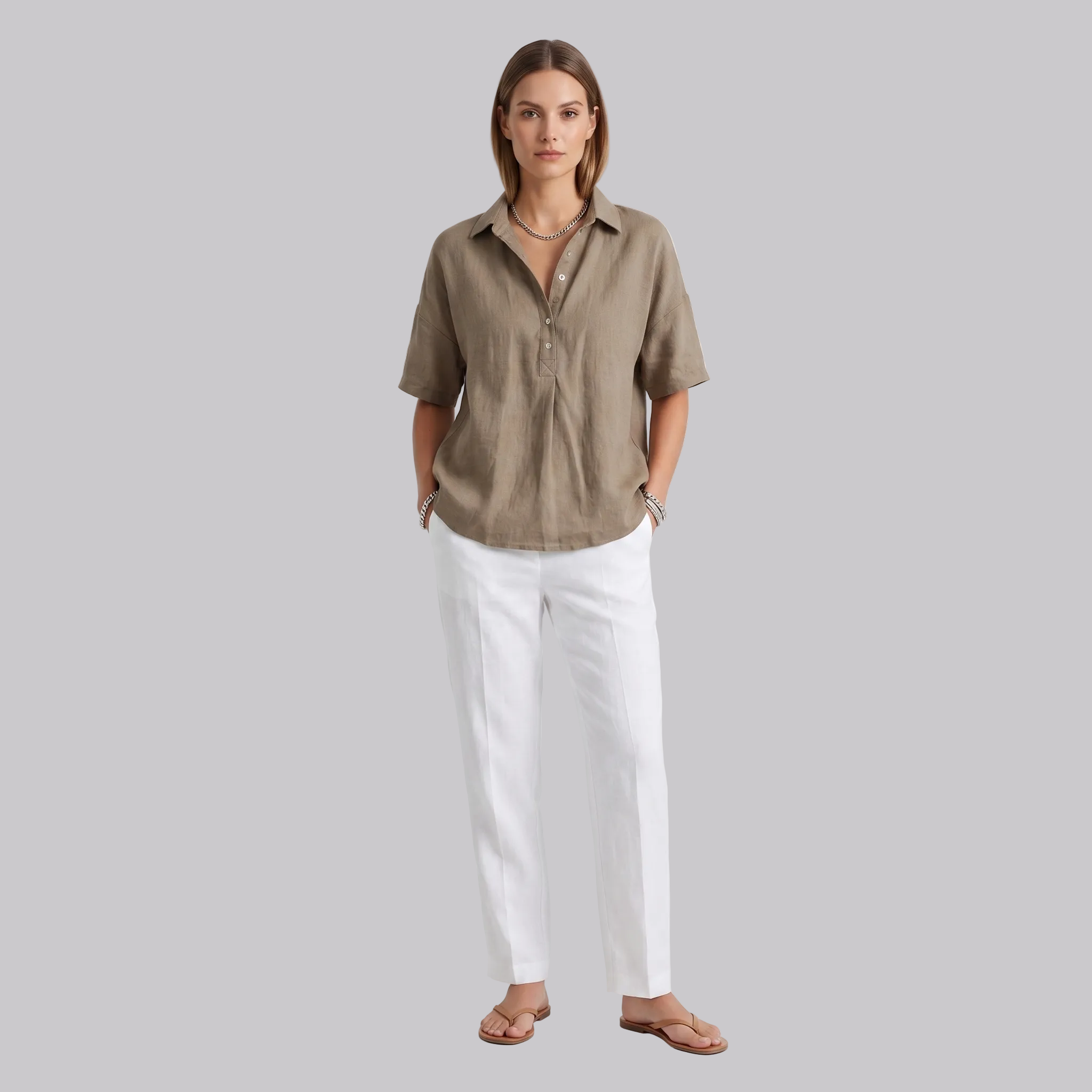 Elena | Blouse pour femme – Blouse classique élégante à boutonnage et manches longues