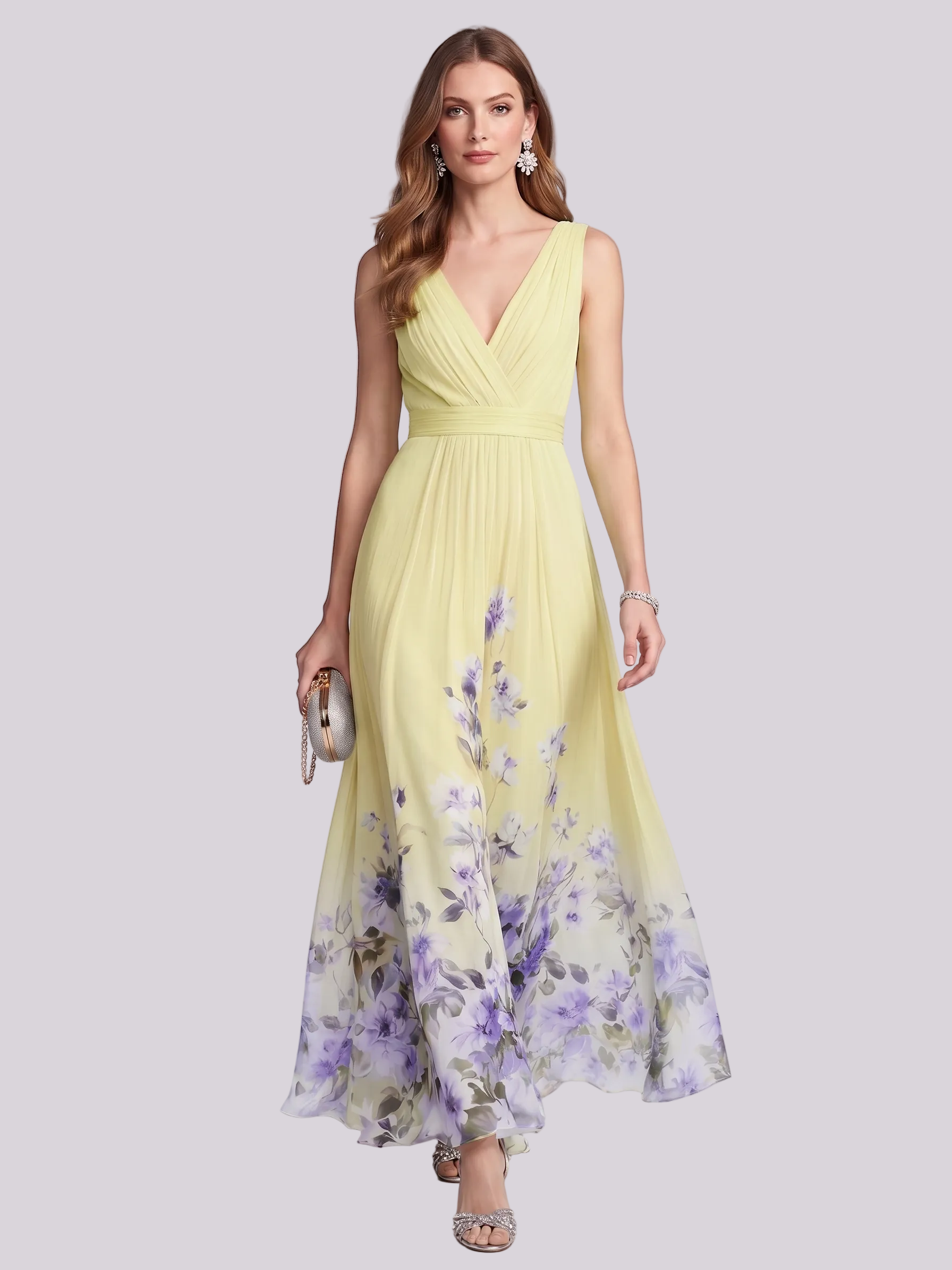 Madison | Robe d'été maxi – Élégante robe florale avec corsage plissé