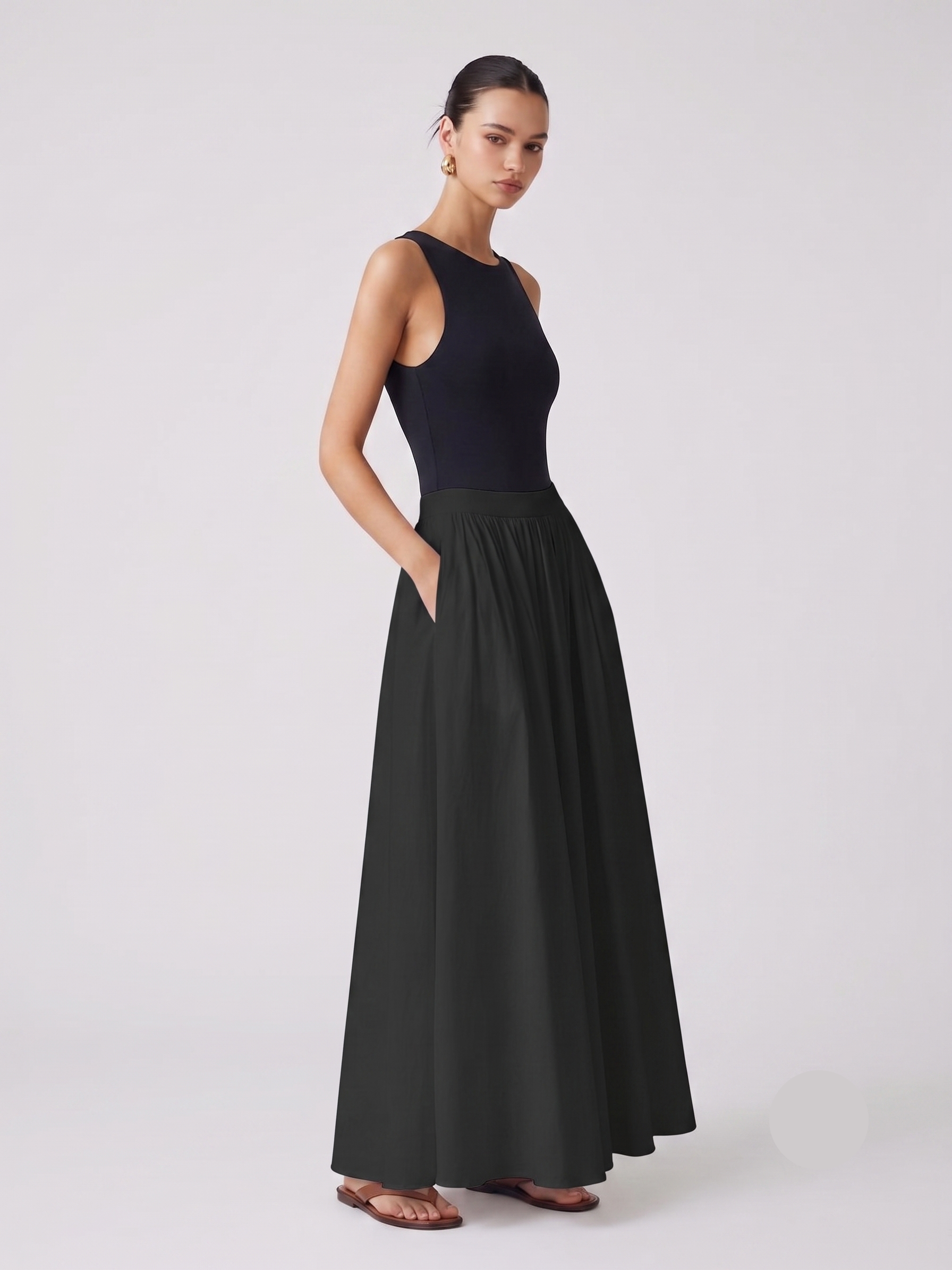 Nora | Jupe Maxi Plissée Taille Haute – Jupe élégante en lin pour le quotidien et les fêtes