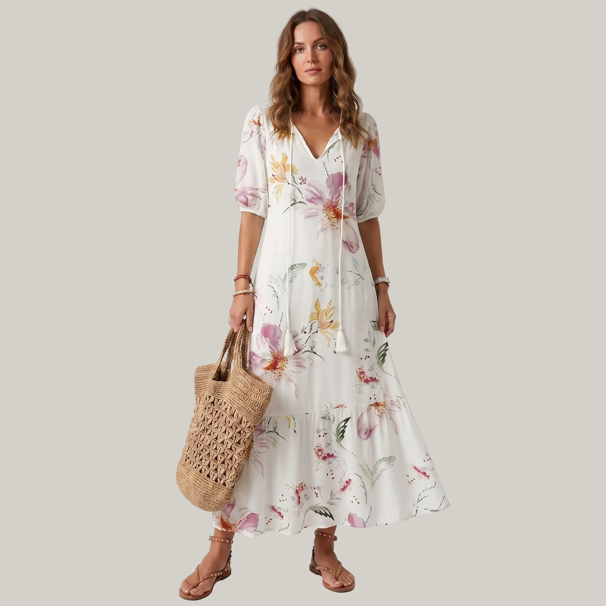 Savane | Robe Bohème Longue – Élégante Robe Fluide Idéale pour Été et Sorties