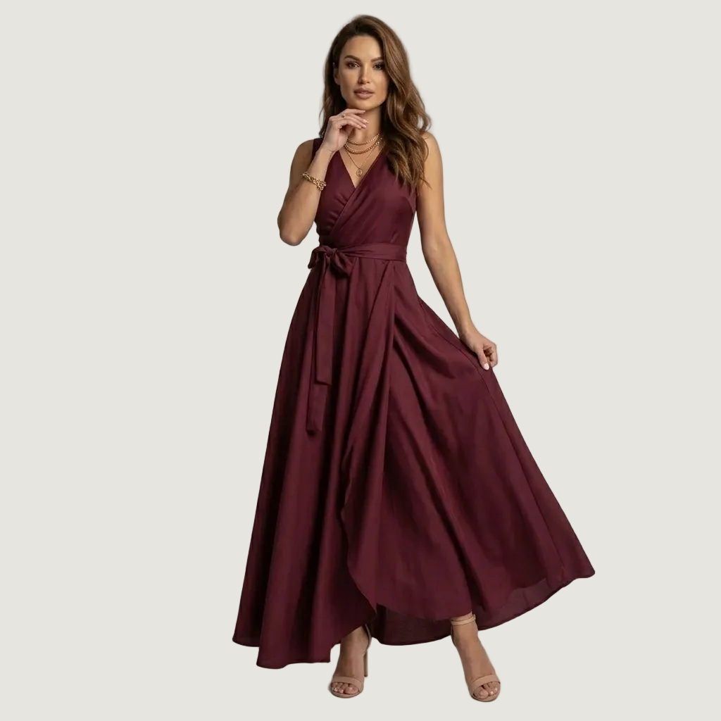 Hailey | Robe Longue Portefeuille – Élégante Robe de Mariage pour Invitées, Style Chic et Fluide