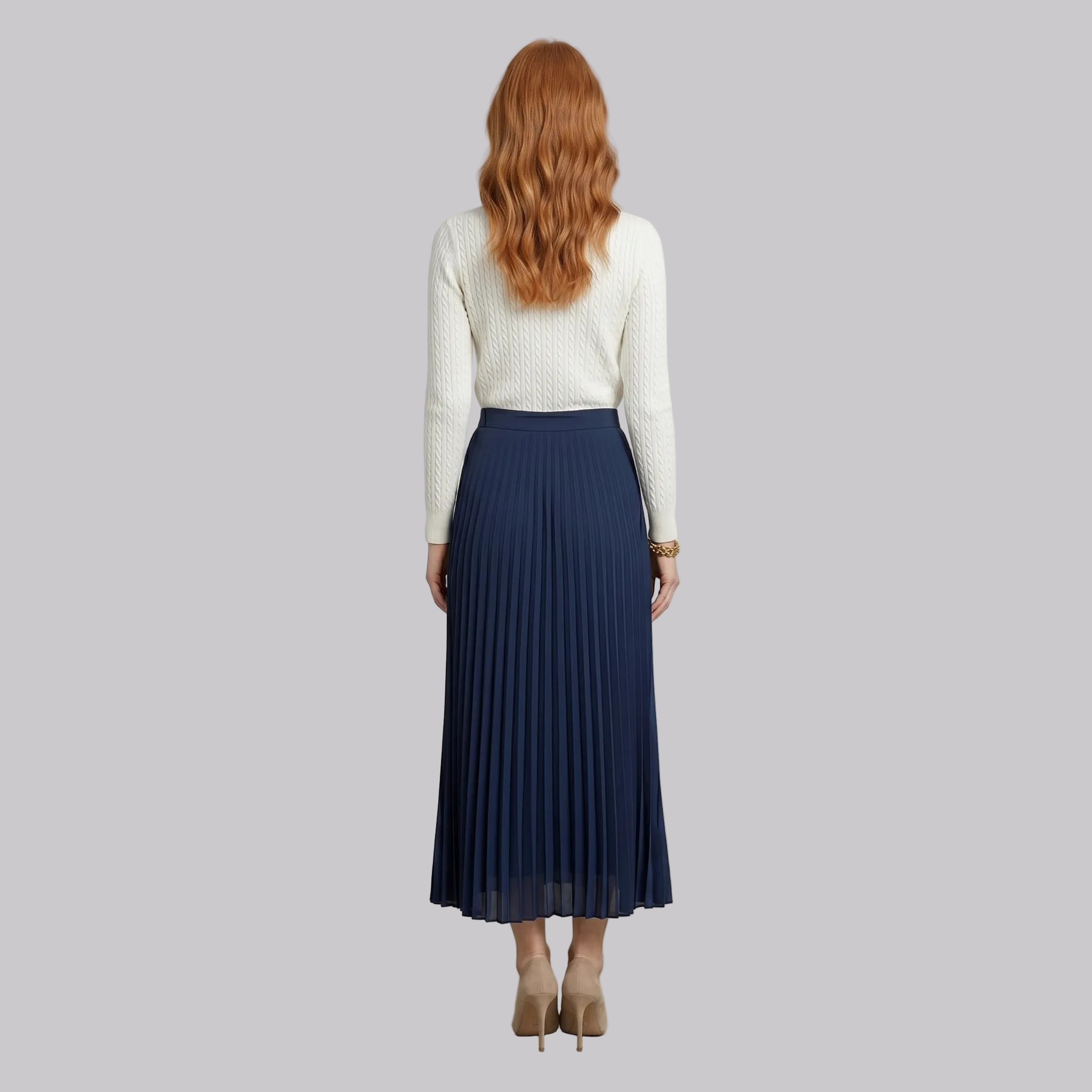 Justyna | Jupe Midi – Jupe en satin plissée élégante à taille haute pour le quotidien et les fêtes