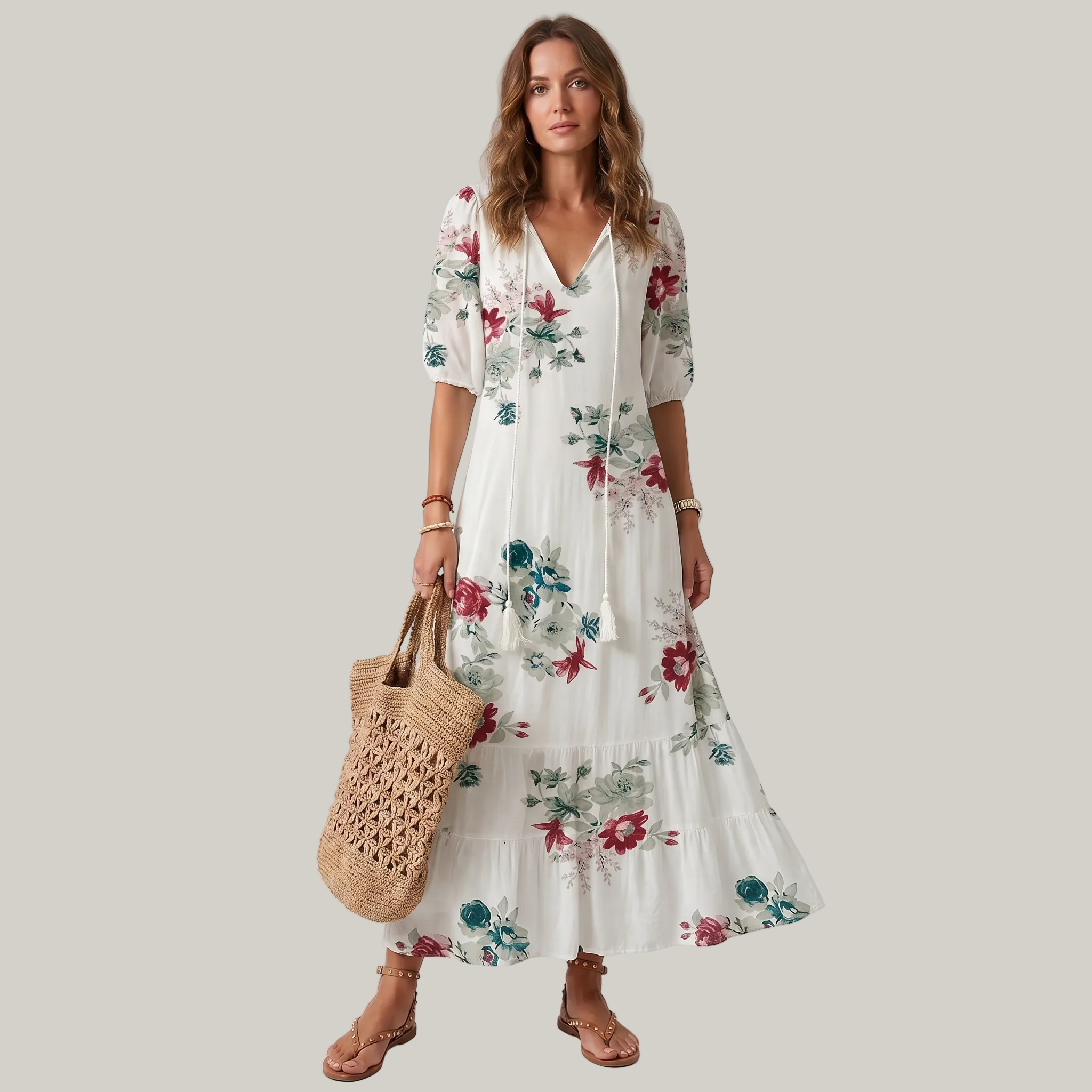 Savane | Robe Bohème Longue – Élégante Robe Fluide Idéale pour Été et Sorties