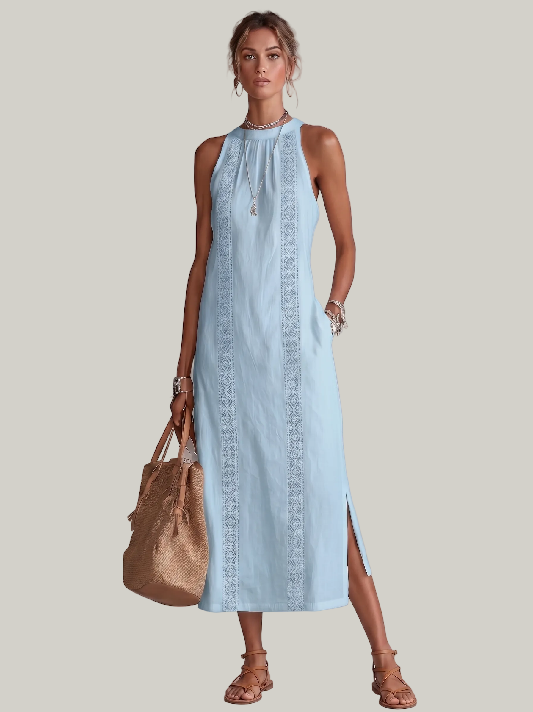 Léonie | Robe Longue en Dentelle – Élégante Robe Maxi à Épaules Dénudées avec Poches