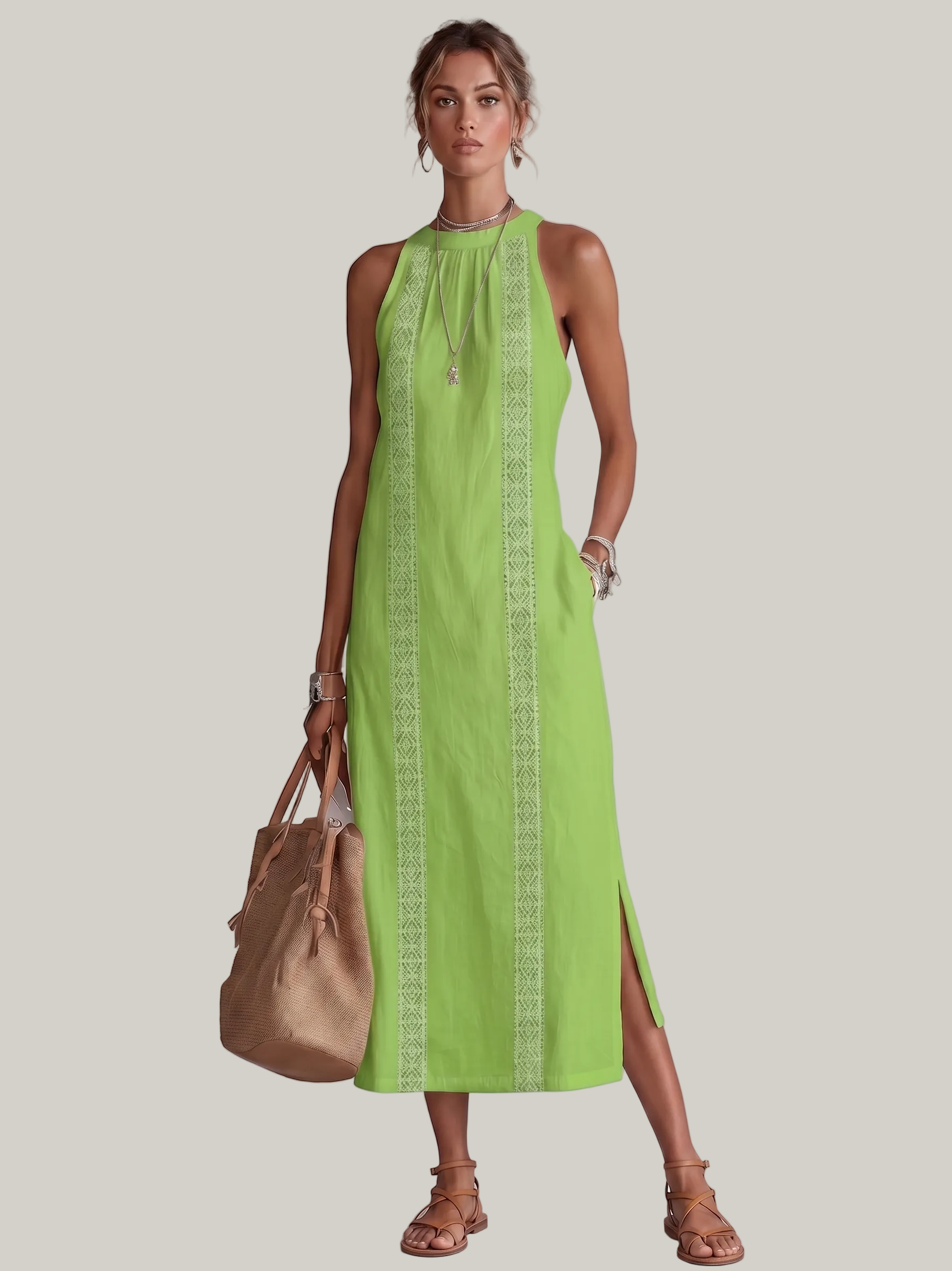 Léonie | Robe Longue en Dentelle – Élégante Robe Maxi à Épaules Dénudées avec Poches