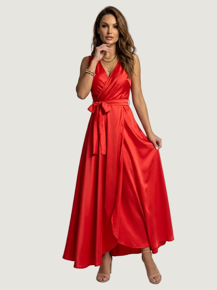 Hailey | Robe Longue Portefeuille – Élégante Robe de Mariage pour Invitées, Style Chic et Fluide