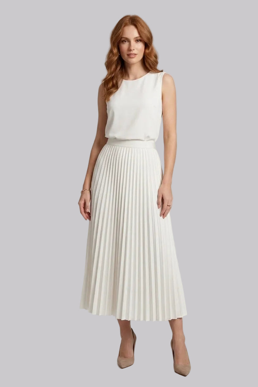 Justyna | Jupe Midi – Jupe en satin plissée élégante à taille haute pour le quotidien et les fêtes