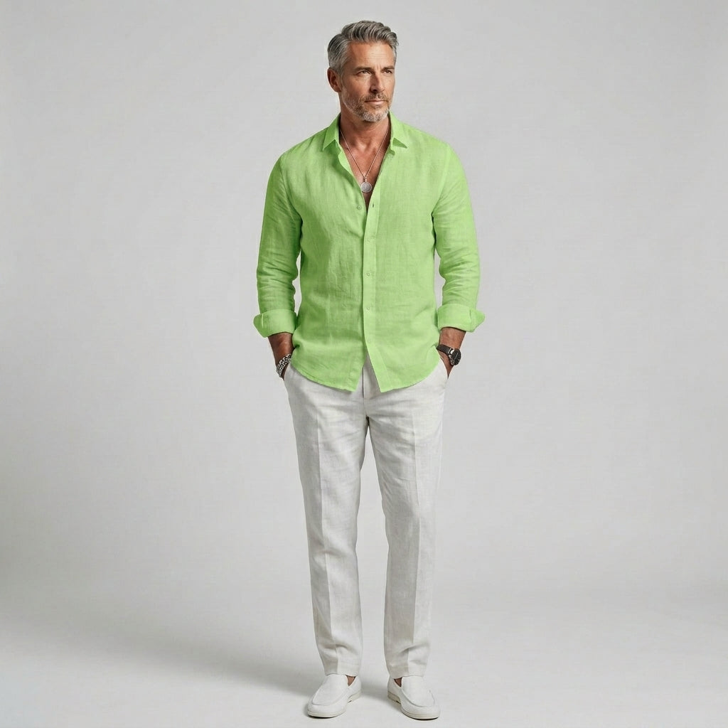Robert | Chemise en Lin pour Homme – Chemise légère et respirante à manches longues pour un usage quotidien