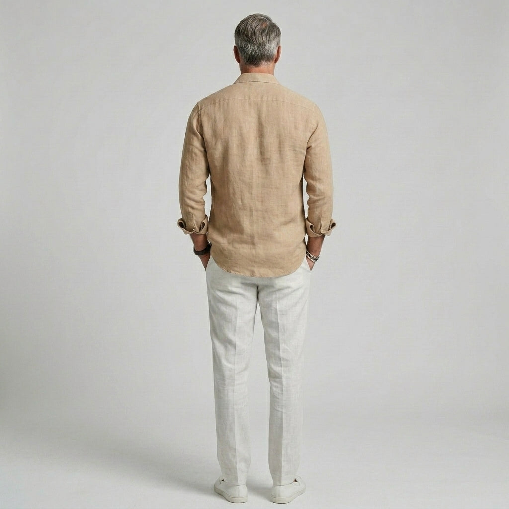 Robert | Chemise en Lin pour Homme – Chemise légère et respirante à manches longues pour un usage quotidien
