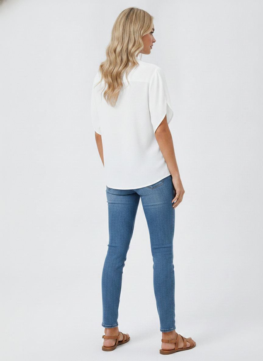 Annemie | Blouse à col en V – Blouse élégante à silhouette fluide pour toutes les occasions