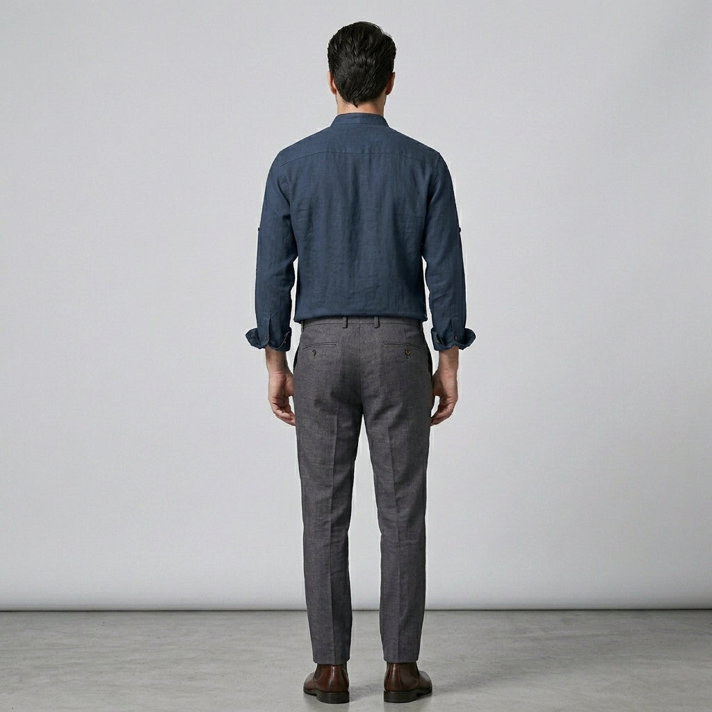 Mads | Chemise Japonaise pour Homme – Élégante Chemise Minimaliste avec Col Montant