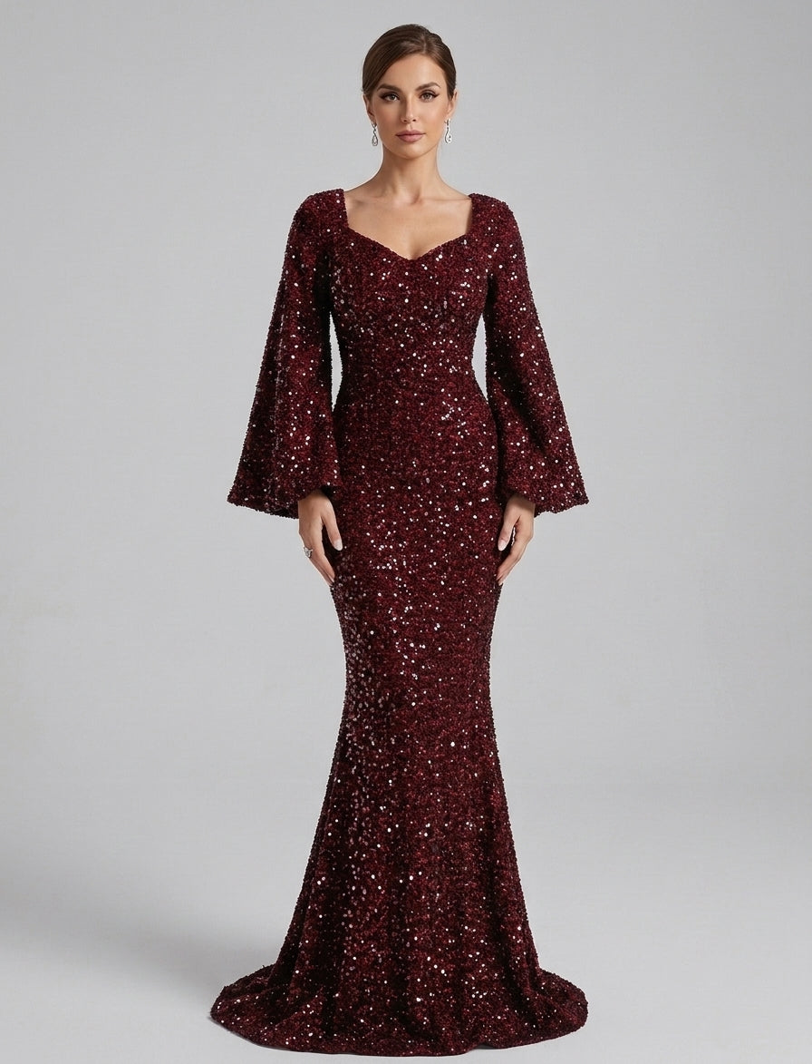 Lucie | Robe longue sirène – Élégante robe de soirée avec détails en paillettes