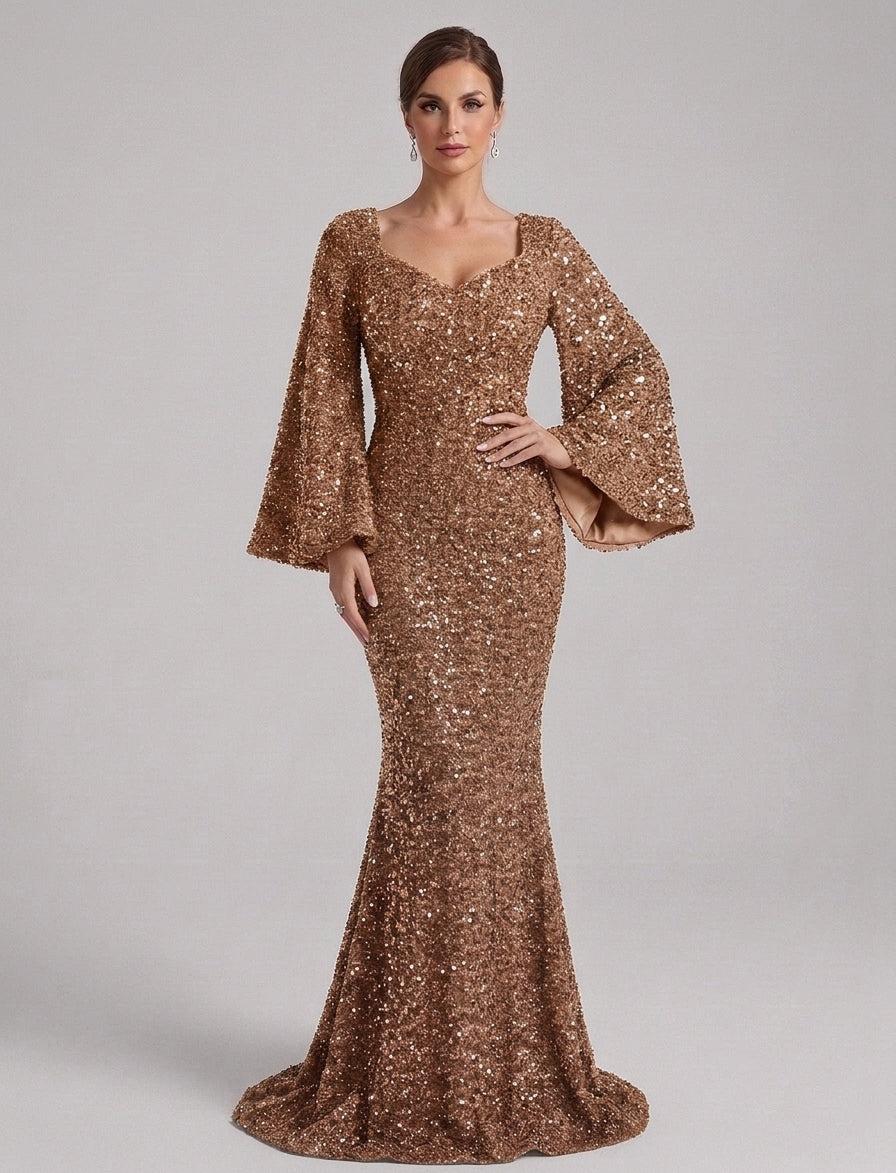 Lucie | Robe longue sirène – Élégante robe de soirée avec détails en paillettes