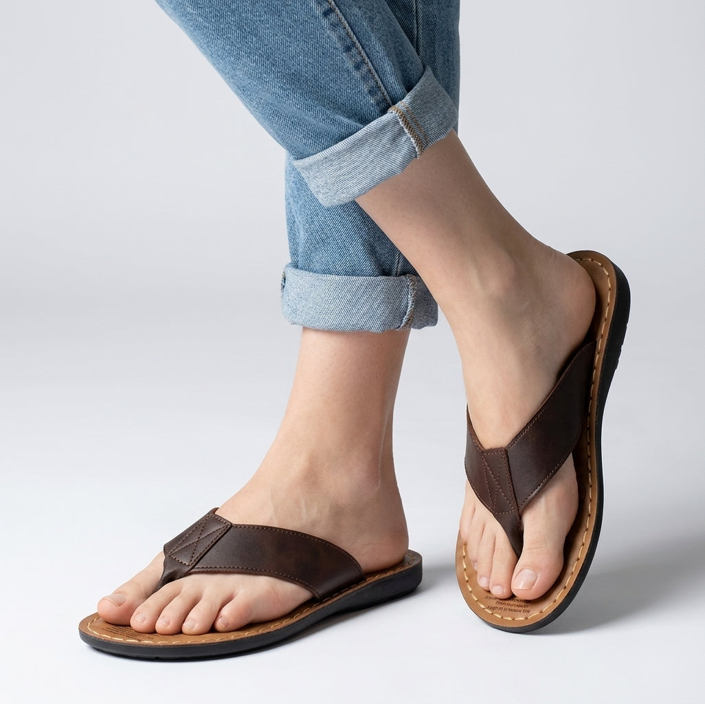 Lowell | Tongs d'été – Sandales confortables aspect cuir pour un usage quotidien