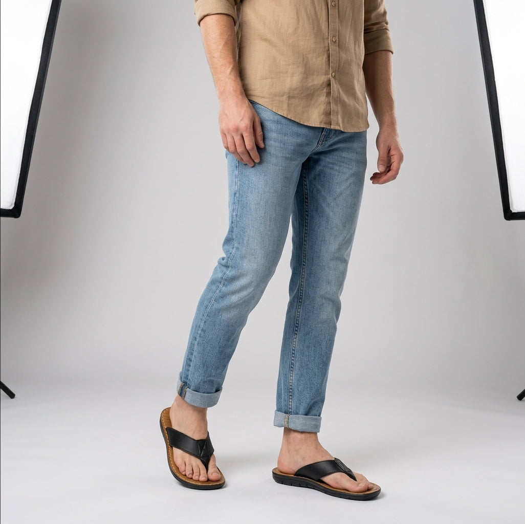 Lowell | Tongs d'été – Sandales confortables aspect cuir pour un usage quotidien