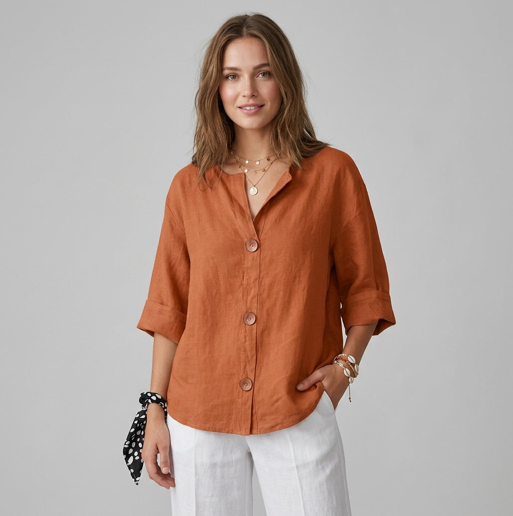 Clara | Blouse décontractée en lin – Blouse élégante pour le printemps et l'été en matière légère