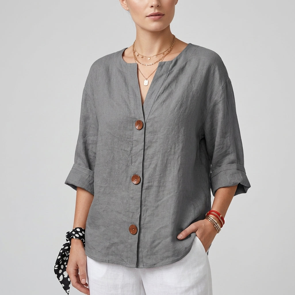 Clara | Blouse décontractée en lin – Blouse élégante pour le printemps et l'été en matière légère