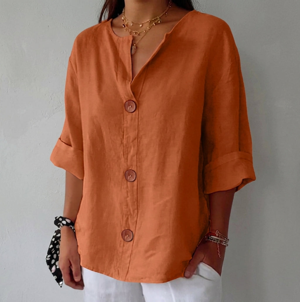 Clara | Blouse décontractée en lin – Blouse élégante pour le printemps et l'été en matière légère