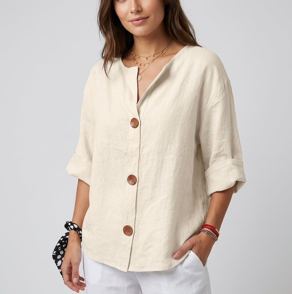 Clara | Blouse décontractée en lin – Blouse élégante pour le printemps et l'été en matière légère