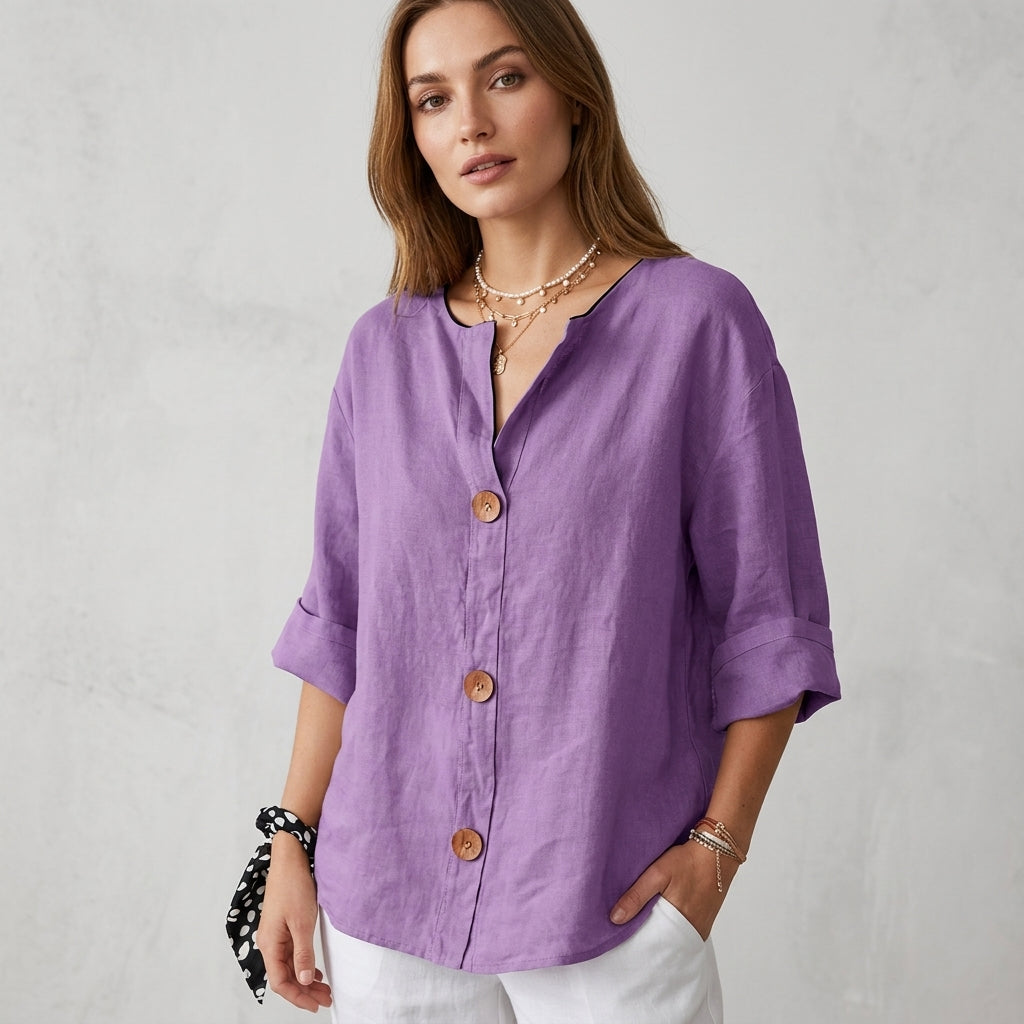 Clara | Blouse décontractée en lin – Blouse élégante pour le printemps et l'été en matière légère