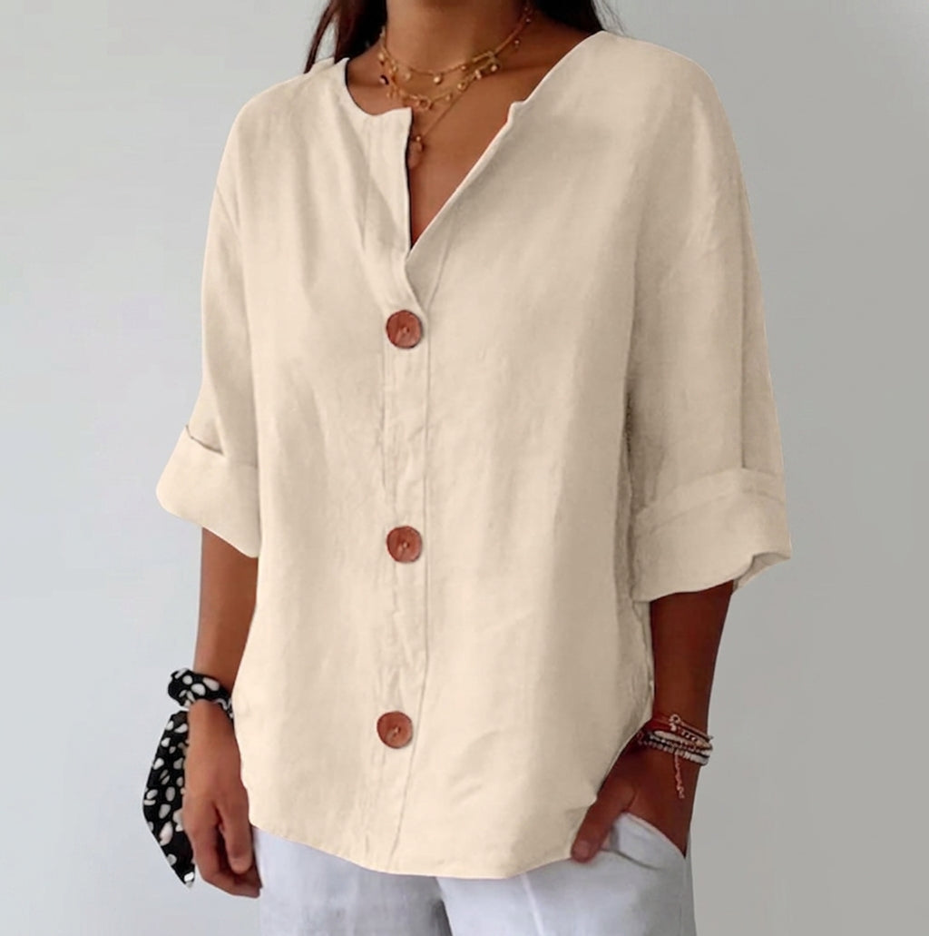 Clara | Blouse décontractée en lin – Blouse élégante pour le printemps et l'été en matière légère