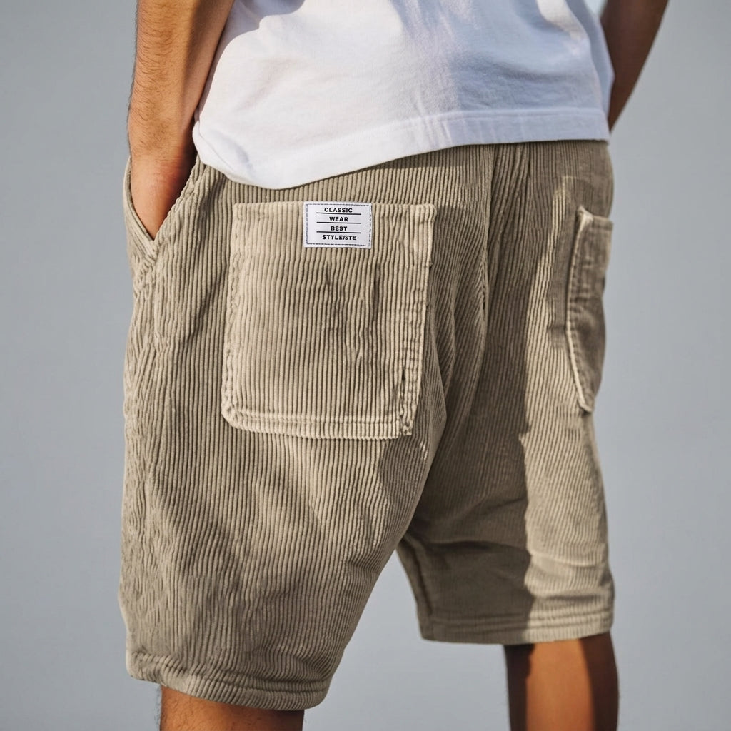 Lässig | Short pour homme – Short décontracté à motif velours côtelé et taille élastique